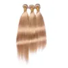 9A Honey Blonde Color Straight Hair Unprocessed Brazilian Human Virgin Hair Bundle Deals 27# Color Light Blonde Straight Hair 8-30 inch 3Pc