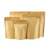 11 Sizes zipper brown kraft foil bag stand up kraft paper aluminium foil pouch resealable zip lock grip seal food grade bag