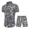 M-5XL 2020 Sportuits Mannen Linnen Zomer 2pc Ademend Short Set Mannen Design Mode Shirts + Shorts Trainingspak Set Trending Style