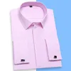 Camisas de vestir con puños franceses para hombres Camisa de manga larga para trabajo social de negocios sin hierro Formal para hombres Camisa blanca sólida con gemelos