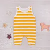 Sommer Infant Baby Kleinkind Einfache Gestreiften Kinder Jungen Mädchen Strampler Neugeborenen Overall Baumwolle Ärmelloses Playsuit Harem Hose Lange Hose