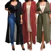 Womens Coats Långärmad Office Lady Casual Chiffon Cardigan Solid Färg Mode Lace Up Jacket Vår Sommar Kardigan För Kvinnor