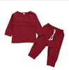 Baby Clothes Kids Cotton Clothing Sets Boys Girls Solid Long Sleeve Top Pants Suits Spring Autumn Sport Suit Children Casual Homewear A939