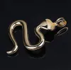 14K Gold CZ S Shape Cobra Snake Pendant Necklace Cubic Zircon Cool Men Women Gift Jewelry Rapper Singer Accessories288W