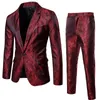 Wine Red Nightclub Paisley Suit Men 2019 Fashion Single Breasted Mens Suits Stage Party Wedding Tuxedo Blazer 3XL