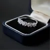 Bijoux de mode simples faits à la main en argent sterling 925, coupe marquise, topaze blanche, pierres précieuses en diamant CZ, bague de mariée pour femmes, cadeau S192f