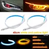 LONGFENG LF56 Flexible Car DRL Running Turn Signal White Amber LED Flowing Bar Silicone Daytime Running Light Headlight Strip9456145