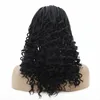 African American Micro Braided Lace Wig Lace Front Synthetic Braided Wigs Kinky Curly Braiding Hair Heat Resistant