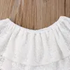 Baby Girls Sets Fashion Off Shoulder Lace Top+Eopard Flare Trousers 2pcs Set Girls Clothing Toddler Boutique Costume