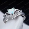 Opal diamantring hjärta kärlek ringar lyx designer smycken kvinnor ringar bröllop förlovning ringar mode jewerly present