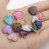 Ciondolo in pietra Druzy cuore d'amore in acciaio inossidabile 13MM Bling fascino a forma di cuore per collane moda gioielli fai da te che fanno massa