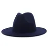 Navy Navy Blue RoyalBlue patchwork فو فو فيدورا قبعات نساء من الرجال الذين شعروا خمر بانما بالجاز قبعة الجاز مع حزام bucle258y
