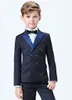 Stylish Popular Double-Breasted Peak Lapel Kid Complete Designer Handsome Boy Wedding Suit Boys Attire Custom-made (Jacket+Pants+Bow+Vest)