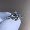 Sprankelende handgemaakte luxe sieraden pure 925 sterling zilver ronde gesneden wit topaz cz diamant edelstenen vrouwen bruiloft verlovingsband ring
