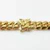 Rostfritt stål smycken 18k guld pläterad hög polerad kubansk länk halsband män 14mm kedja drakbjudig lås 24 26 28 30340R246M1763514