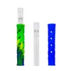 Großhandel Glas FDA Silikon One Hitter Pfeifen Tabak Rauchen Kräuterpfeife Schlauch 90mm Zigarettenspitze Dugout Tabak Kräuterpfeifen Schneller Versand