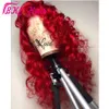Yeni kırmızı renk kinky kıvırcık dantel ön peruklar Siyah kadınlar için sentetik bebek saçları ile ateşsiz ön kopuk Afrika kadınları kısa bob peruk