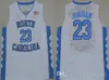 NCAA North Carolina Tar Heels 15 Carter 23 Michael College Blue White tanie czarne koszulki do koszykówki zszyte logos koszulki