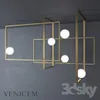 2019 Nowoczesny mosiądz Mondrian szklana lampa sufitowa przez Venice Lampe LED Lampadario Iliminaria Światło do żywego jadalni