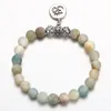 Partihandel-Amazonite Stone Strand Armband Yoga Chakra Mala Armband Om Lotus Kvinnor Män Beaded Charm Armband Handgjorda Smycken