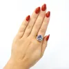 Exquisite fashion ring jewelry real blue diamond 925 Solid standard sterling silver wedding engagement ring size 6-10