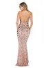 Robe sexy fronde dos nu robe longue col en V profond jupe forte élastique sequin robe de vadrouille haut de gamme aristocrate