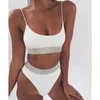 Sexy maillot de bain Bikini pour femme maillot de bain brésilien ensemble Bikini vert imprimé haut à licou vêtements de plage maillots de bain S-XL