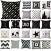 Geometry Pillow Covers Black White Geometry Cushion Covers Cotton Linen Printed Sofa Bed Nordic Decorative Pillow Case