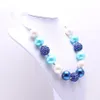 Mode Ruban Enfant Chunky Collier DIY Bleu Couleur Bubblegum Perle Chunky Collier Enfants Bijoux Pour Les Filles En Bas Âge