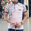 Camisa polo masculina moda flor impressão polo homme fino ajuste manga curta polo masculino verão topos t agradável L-3XL