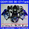 + Réservoir Pour SUZUKI GSXR-1300 GSXR1300 Flammes bleues 96 97 98 99 00 01 333HM.96 Hayabusa GSXR 1300 1996 1997 1998 1999 2000 2001 2007 Carénages