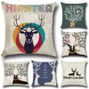 Eco-vriendelijke Kerstkussensloop Santa Elk Woonkamer Decoratie Gift Home Decor Linnen Cover Sofa Kussen Cover Kussensloop