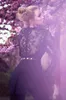 Vestidos de noche negros Sexy Jewel Neck manga larga vestidos de fiesta de fiesta