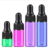 1000Pcs/lot 1ml 2ml 3ml 5ml Empty Mini Glass Dropper Bottles With Eye Dropper Black Lids For Essential Oil