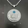 Hip Hop Silber Edelstahl Pyramide Auge des Horus Freimaurer Freimaurer Anhänger Blue Evil Eye Kristalle Mason Halskette Anhänger Schmuck