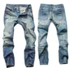2019 Moda Uomo Fori Nostalgici Jeans Azzurro Dritto Bottone Slim Uomo Europa e America Jeans X044