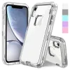 Heavy Duty Clear Robot Defender Cases Transparent for iPhone 14 13 12 11 XS MAX Samsung note 20 Ultra S22 A53 Shockproof Case with OPP Bag