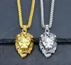 18 Karat vergoldeter Hip-Hop-Löwenkopf-Halskettenanhänger für Männer und Frauen