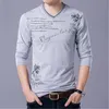 Designer Casual Long Sleeve T Shirt Men V Neck Casual Youth Fashion Trend Letter Printing Mens Slim Fit Tshirt Tee Homme