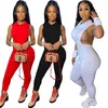 Jumpsuits Femininos Macacões Sexy Fitness Knit Cost Rost Mulheres Verão 2021 Zipper Lounge Desgaste Sem Mangas Vermelho Branco Das Mulheres Black Womens