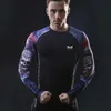 Spandex Men Compression Long Sleeve Breathable Quick Dry T Shirts Bodybuilding Weight Lifting Base Layer Fitness Tight Tops T-Shirt Trend