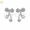 Lovely Design Sparkly CZ Zircon Earring for Women Girls Pearl Mounts 925 Sterling Silver 5 Pairs