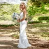 Stilesh Spaghetti Straps V-Neck Billiga Mermaid Bröllopsklänningar 2019 Lace Bridal Dress Beach Wedding Gown Backless Vestido de Noivo