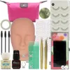 Kimcci cílios falsos Extensão Kit de treinamento Exercício Prático Mannequin Head Set Alongamento de cílios Ferramentas Kit Eye Lashes Alongamento