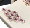 Dynda Żyrandol Kobiety Diament Ruby Kolczyki Classic Party Sub-Gold Material Pozłacane S925 Sterling Silver Post Fine Jewelry1