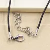 free ship 20pcs/lot Tibetan Silver Moon Cat Necklace Choker Charms Black Leather Necklace DIY