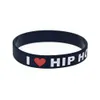 1PC I Love Hip Hop Bracciale in gomma siliconica Logo riempito di inchiostro Regalo perfetto per gli appassionati di musica