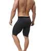 Boxer Long décontracté pour hommes, sous-vêtement confortable en coton, taille élastique, Fitness, longueur aux genoux, culotte Sexy à poche fine