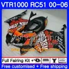 Kit für HONDA VTR1000 RC51 SP1 SP2 00 01 02 03 04 05 06 257HM14 RTV1000 VTR 1000 2000 2001 2002 2003 2004 2005 2006 Verkleidungsfabrik schwarz