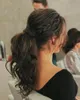 ハンマンヘアクリップポニーテールのエクステンションの包囲包囲女性長い波状の巻き毛のふわふわのポニーテール18インチ - ブラックブラウン